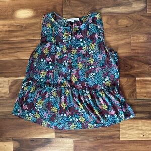 LOFT Floral Sleeveless Flowy Top Size XL
